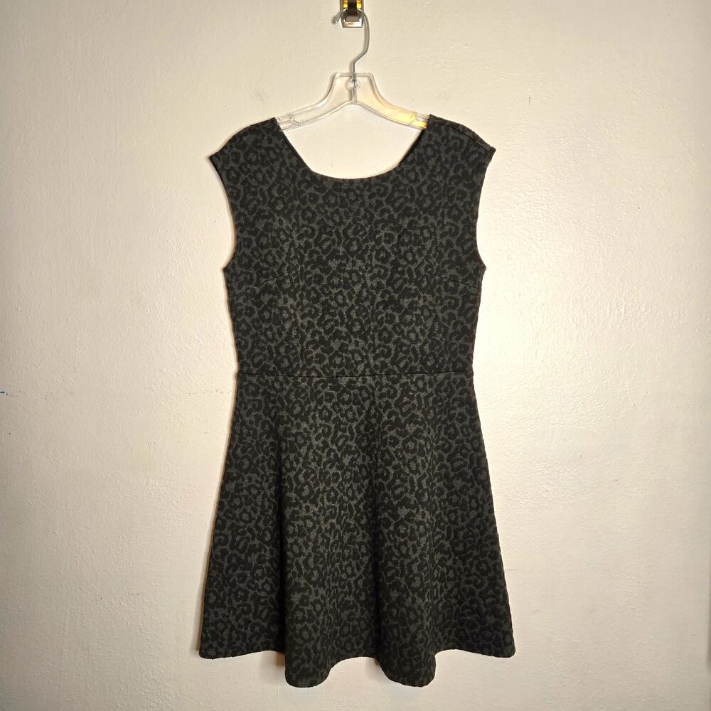 Drak Edgy Leopard Print Fit & Flare Mini Dress Gray 6P Skater Textured Loft NWT